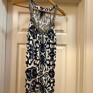INC International Concepts Navy and White Backless Dress